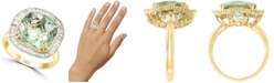 LALI Jewels Green Amethyst (5-1/4 ct. t.w.) & Diamond (1/2 ct. t.w.) Statement Ring in 14k Gold